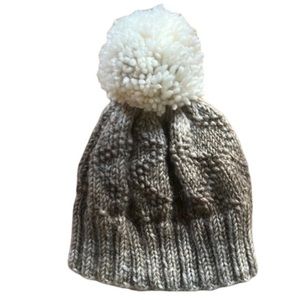 Milk Chocolate Brown Cable Knit Beanie Hat With Big Pom Pom